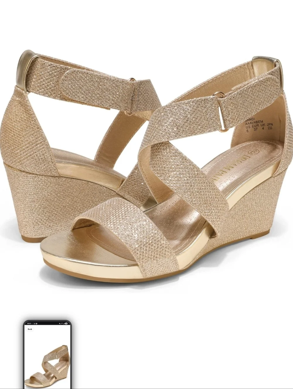 Dream Pairs Gold Glitter Strappy Sandals
